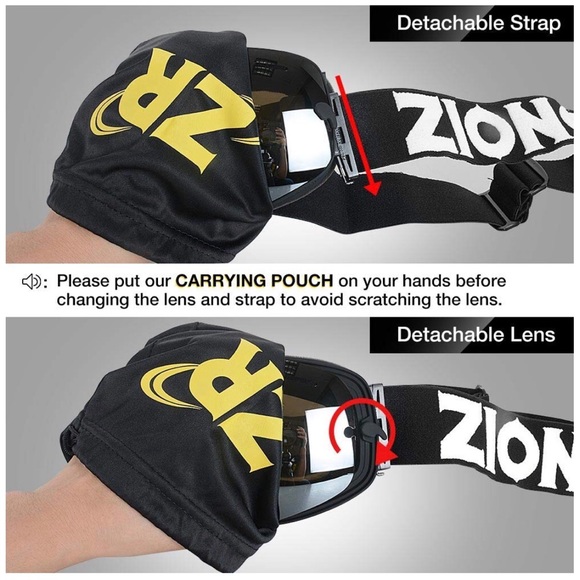 ZIONOR X Ski Snowboard Goggles OTG Black/Silver - Picture 5 of 8